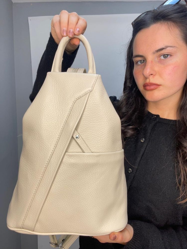 Cream Leather BackPack