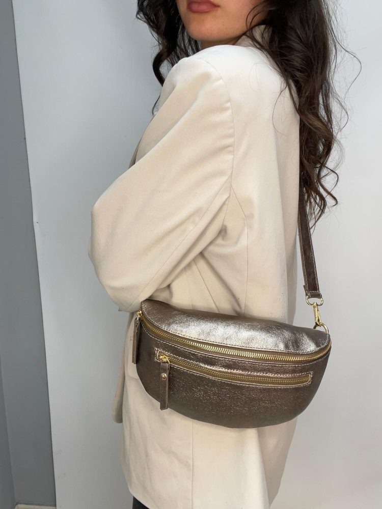 Champagne Double Zip Crossbody