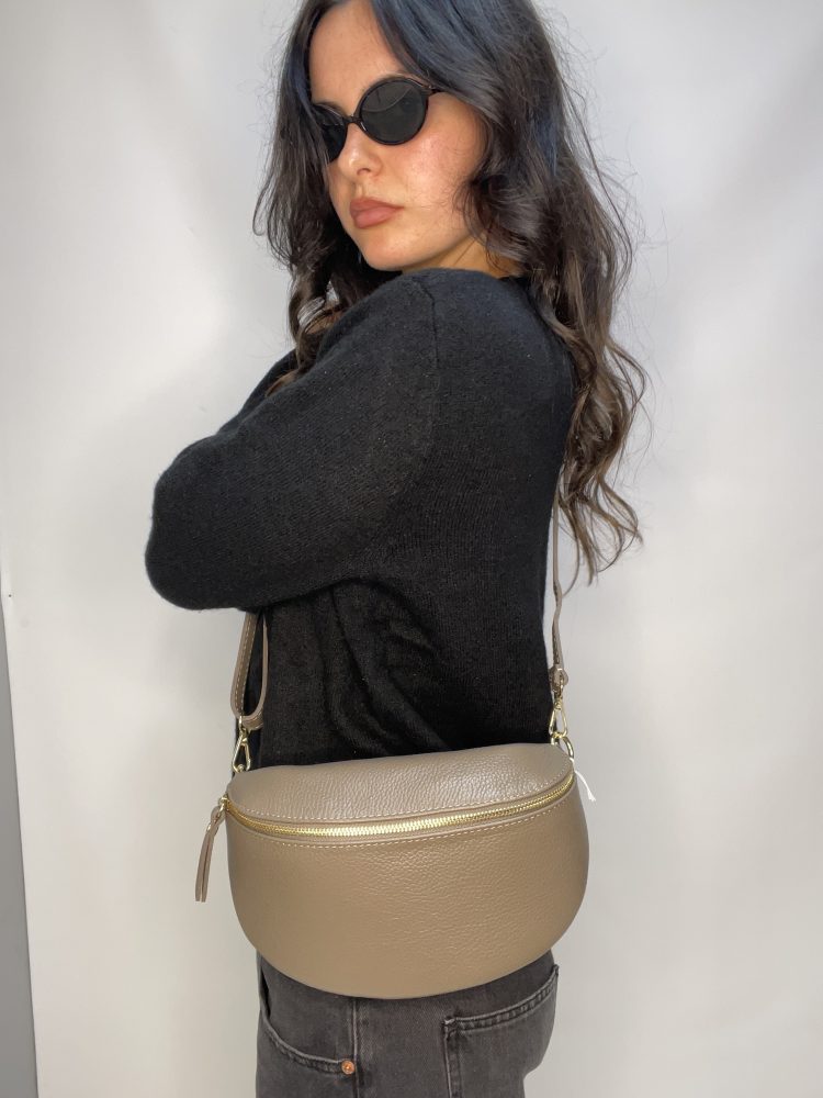 Taupe Leather Sling Back Large