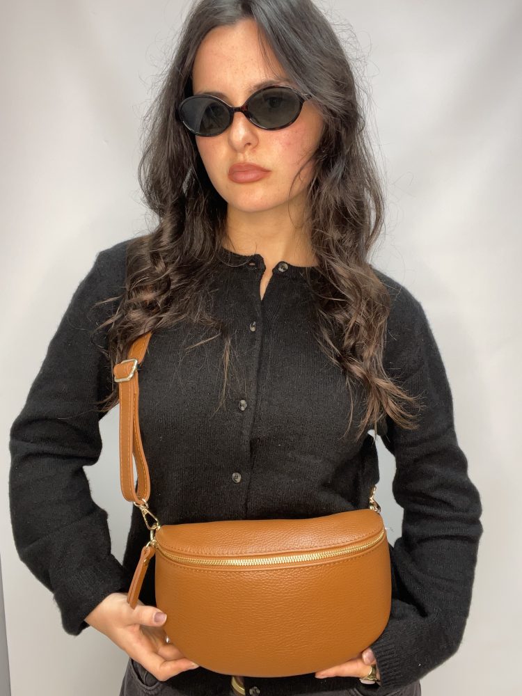 Camel Leather Sling Back Large