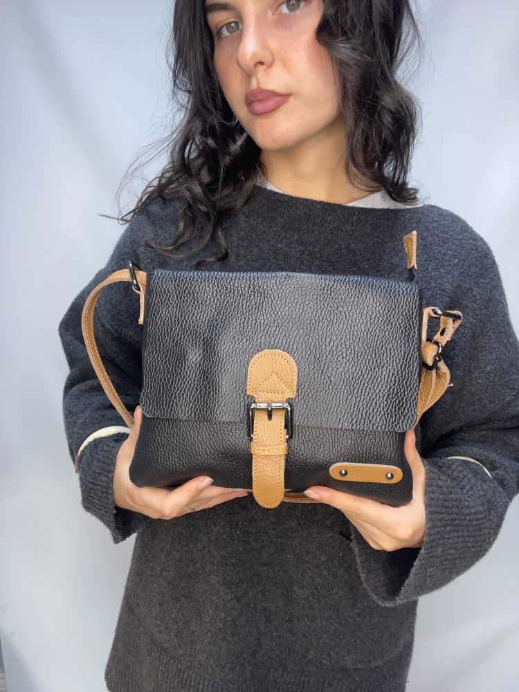 Black Leather Satchel Crossbody
