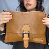 Camel Leather Satchel Bag