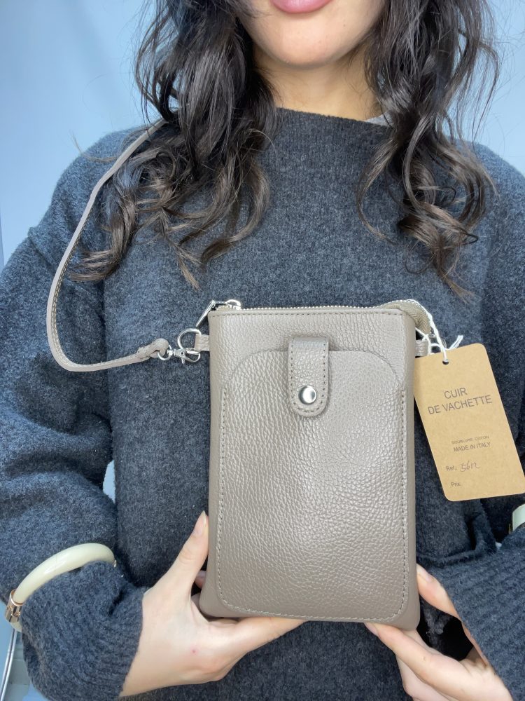 Taupe Leather Microbag