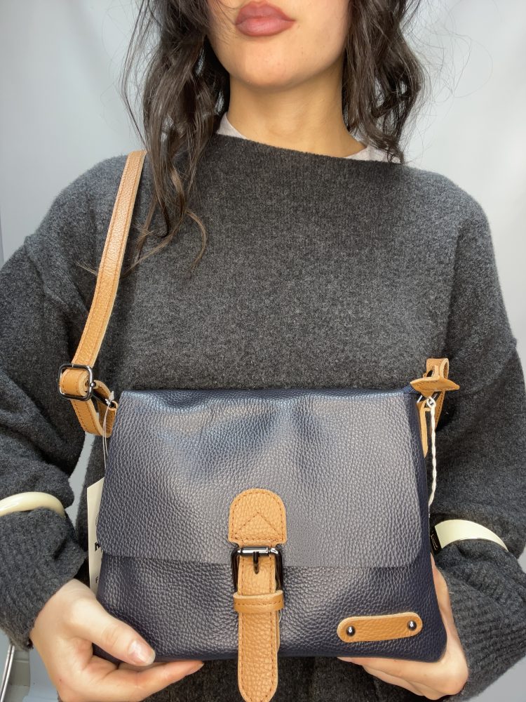 Navy Leather Satchel Crossbody