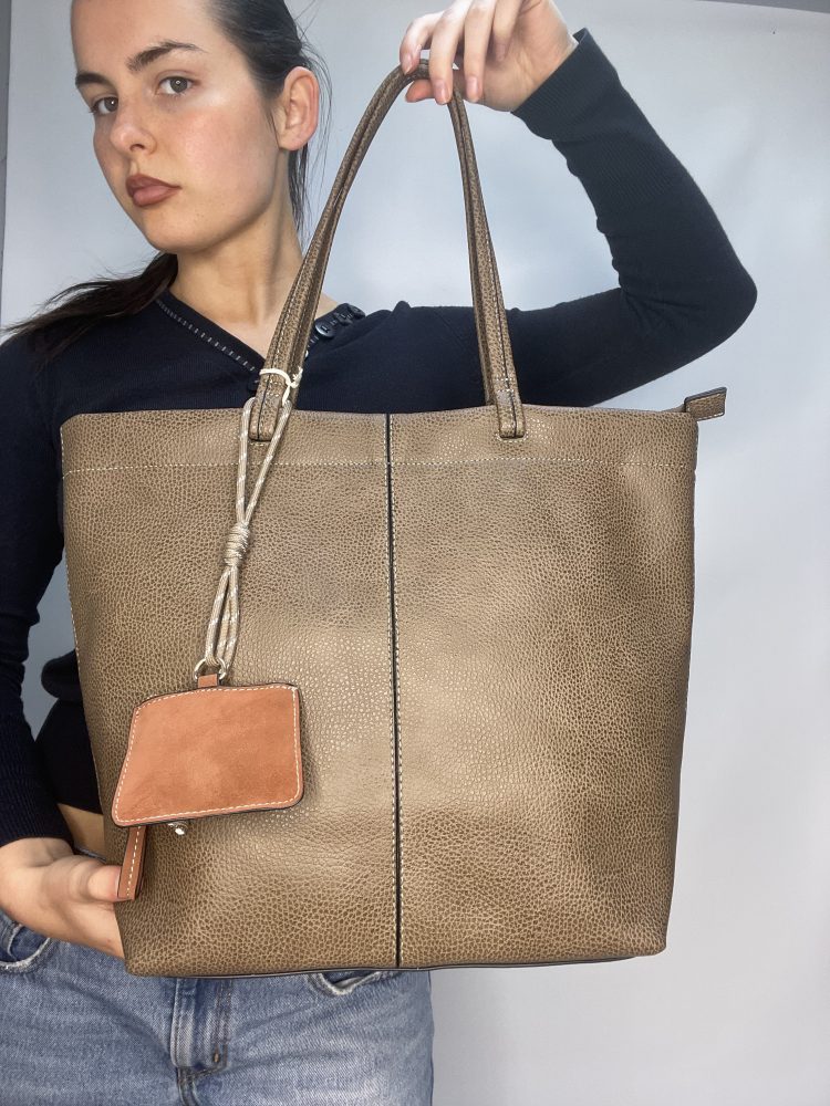 Taupe Bestini Hand Bag