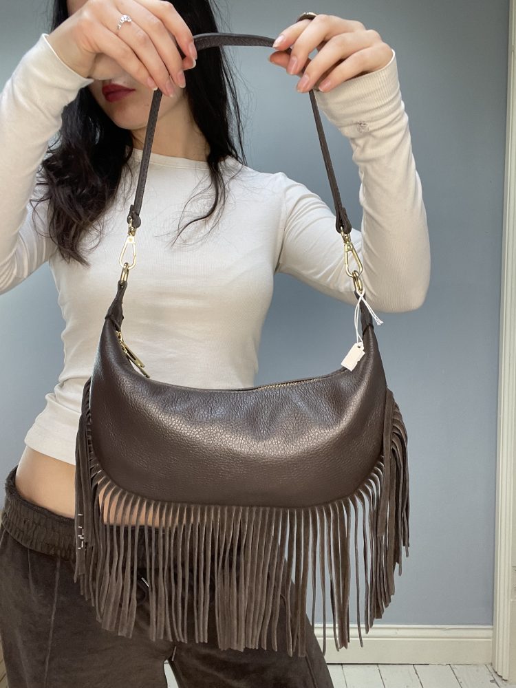Chocolate Leather Tassle Bag