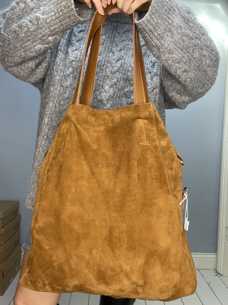 Camel Suede Tote Bag
