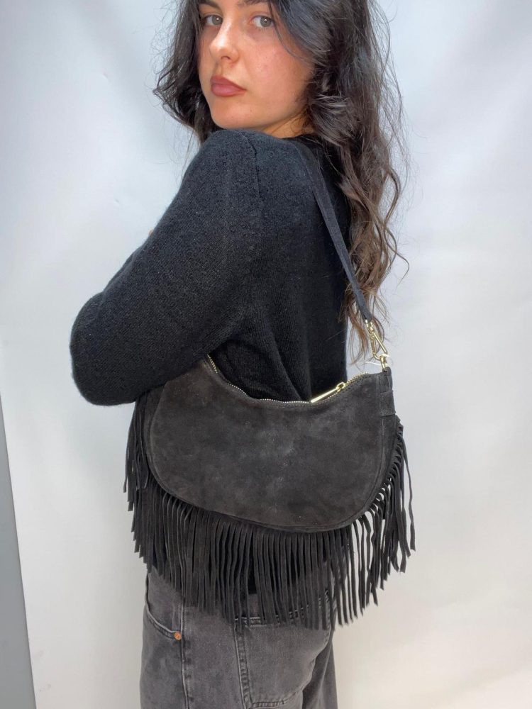 Black Suede Tassel Bag