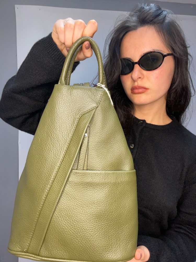Green Leather BackPack