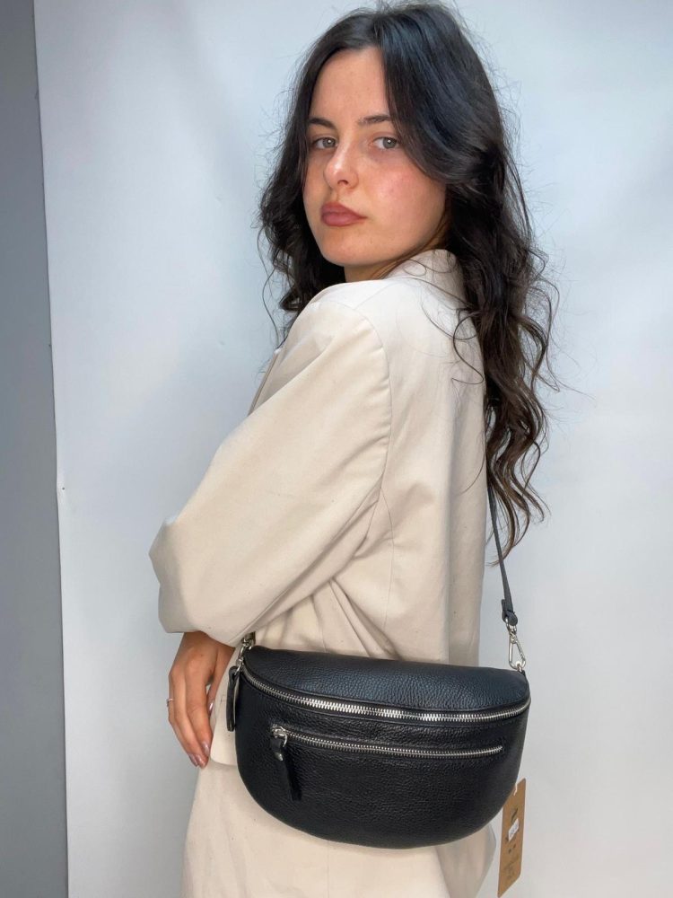 Black Double Zip CrossBody