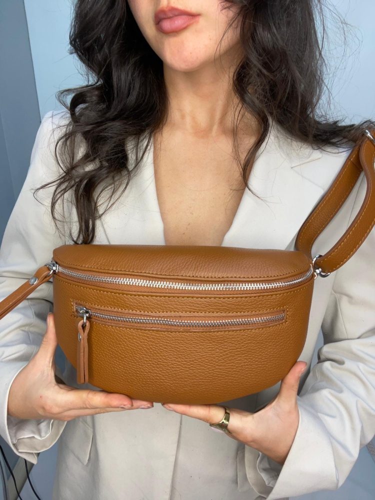 Brown Double Zip CrossBody