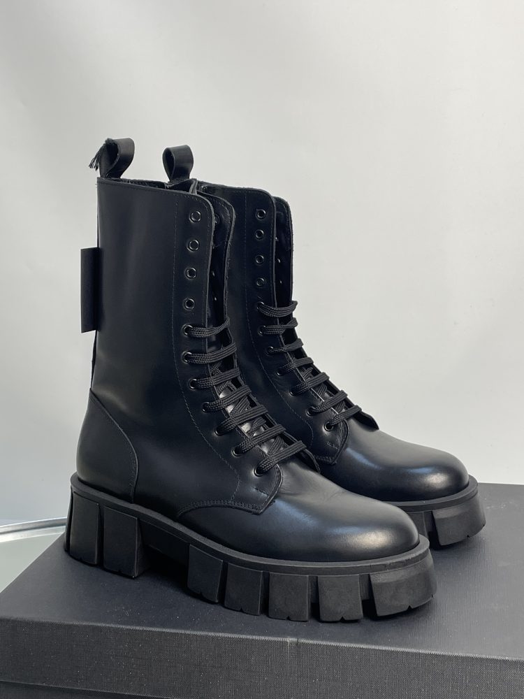 Leather Black Lace Up Boot