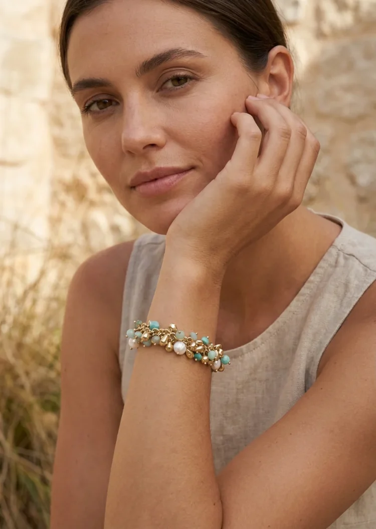 ENVY Gold and Green Beaded Bracelet