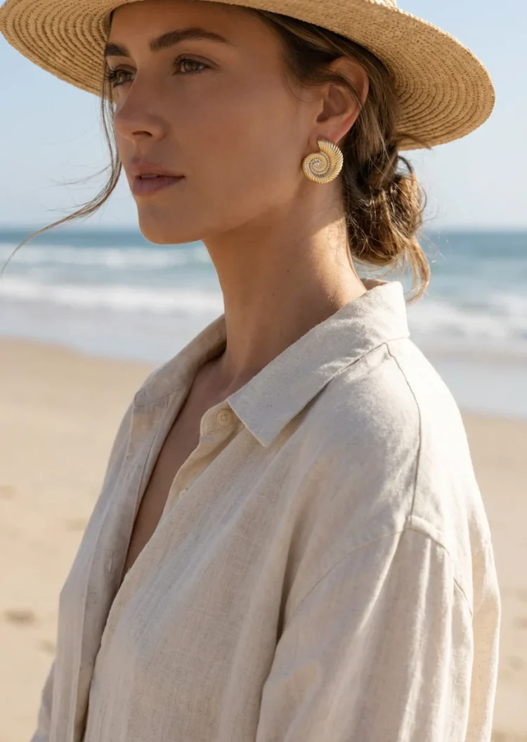 ENVY Gold Shell Stud Earring