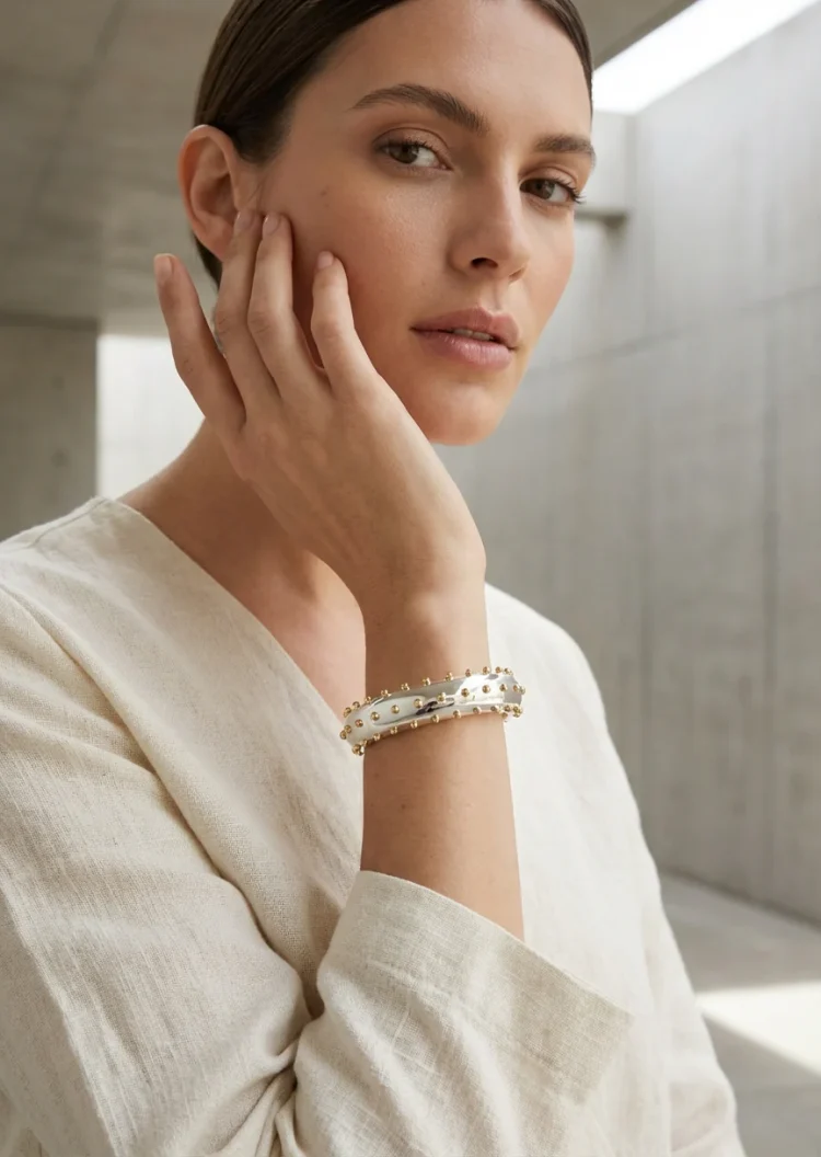 Envy Silver Gold Studded Bangle
