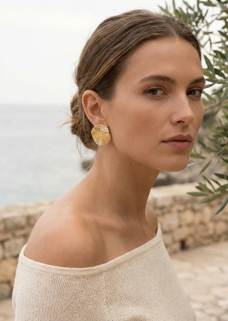 ENVY Gold Wavy Round Earring